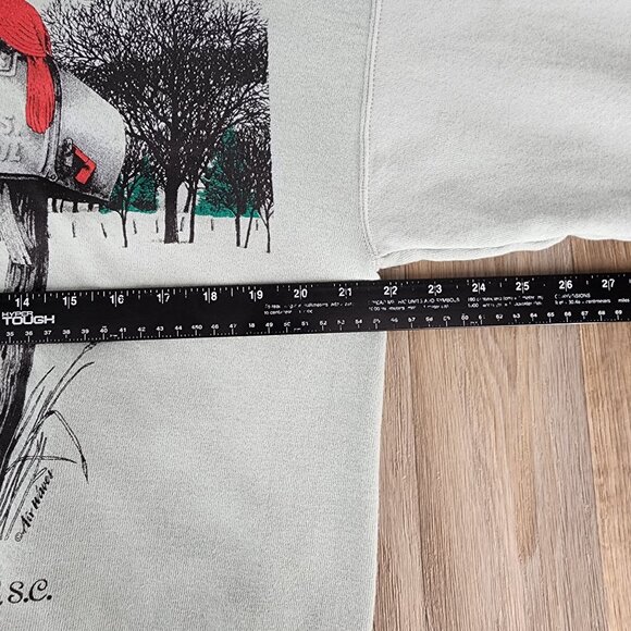 Soffe Sweats Women's Large Cardinal Print Green Crewneck Sweatshirt Made In USA - Picture 5 of 7